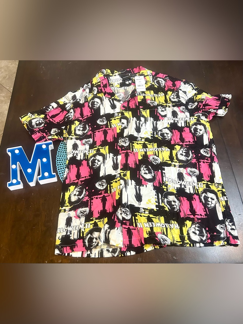 Men’s Halloween II Michael Myers Shirt button down flashy size XL (46/48) NWT